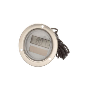 TEMPERATURE GAUGE 2-1/4" OD, 2" DIA DIAL, FITS 2.060" HOLE
20-220 F, PALNUT REAR MOUNT, 8 FOOT CAP,
3/8" MPT BULB CONNECTION, 3/8" X 2" BULB
USED W/ "U" BRACKET AND 3/8" FPT X 1/2" MPT S/S FITTING.