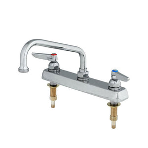T&S BRASS - B-1123-XS - DECK MOUNT WORKBOARD MIXING FAUCET WITH 8" CENTERS, 12" SWING NOZZLE, ESCUTCHEON, AND TAILPIECES.